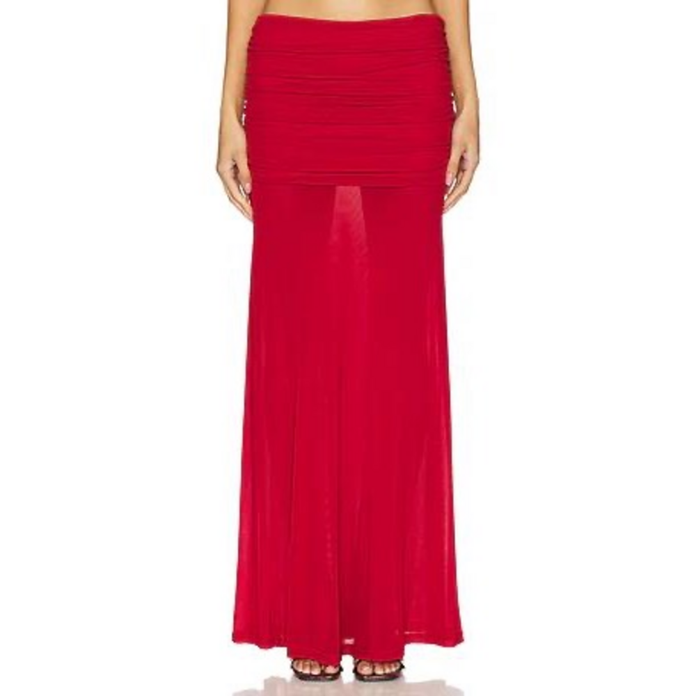 Runaway The Label Meila Maxi Skirt in Cherry in Red - Picture 1 of 2